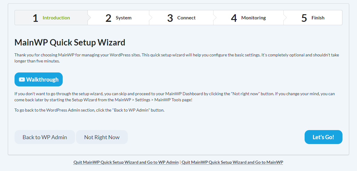 Quick Setup Wizard, Introduction