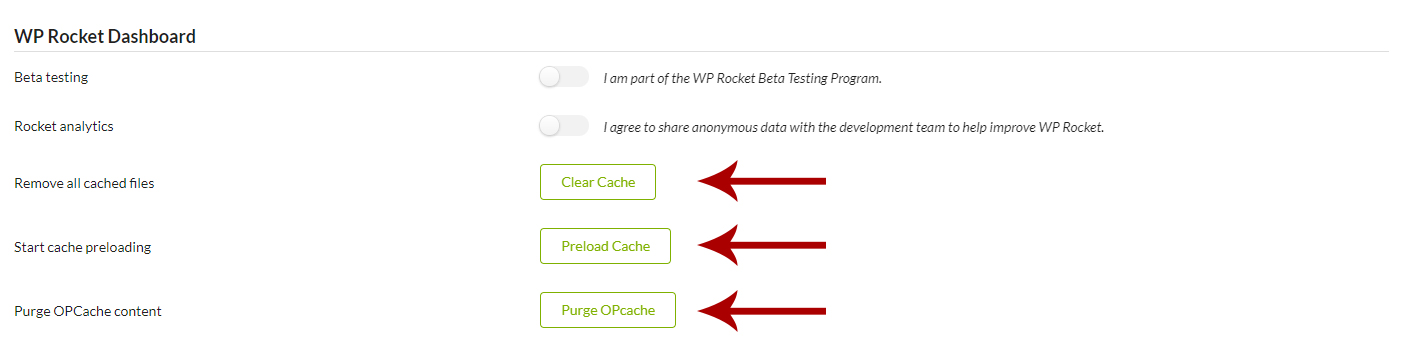 Clear/Preload WP Rocket Cache 1