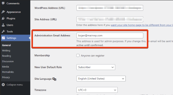 How to change the FROM address for MainWP emails 1
